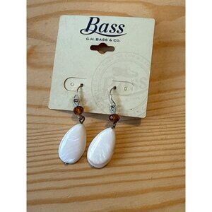 Bass G.H. Bass & Co. Brown & White Teardrop Mother of Pearl Dangle Earrings